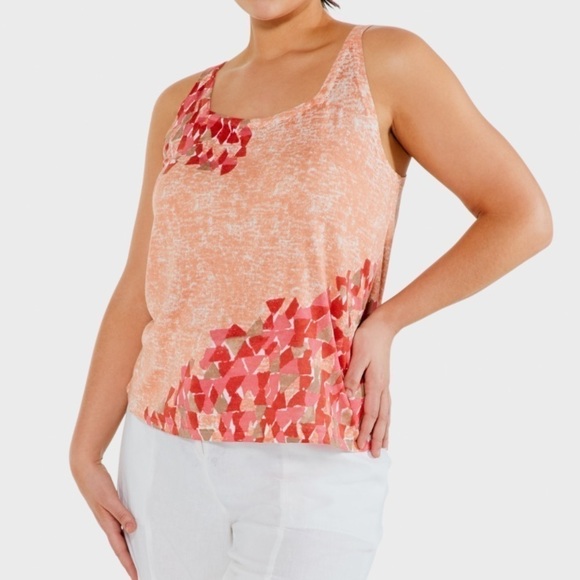 Nic + Zoe Orange Sunburst Sweater Tank Top Size XXL New - Picture 9 of 9